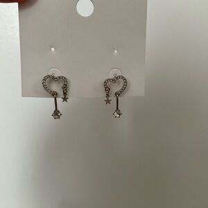 Silver Heart Star Earrings